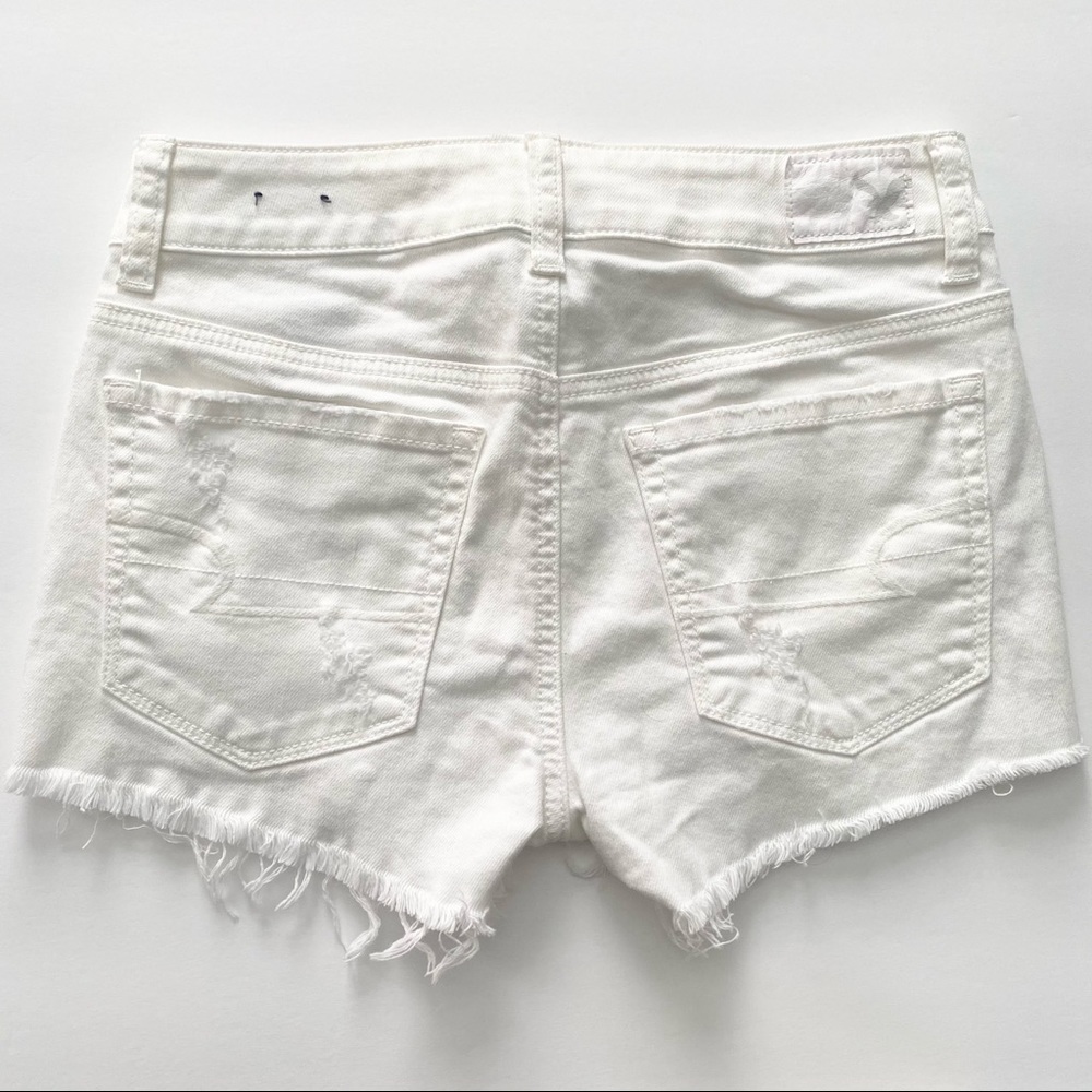 American Eagle White Ripped Jean Shorts - Picture 2 of 10